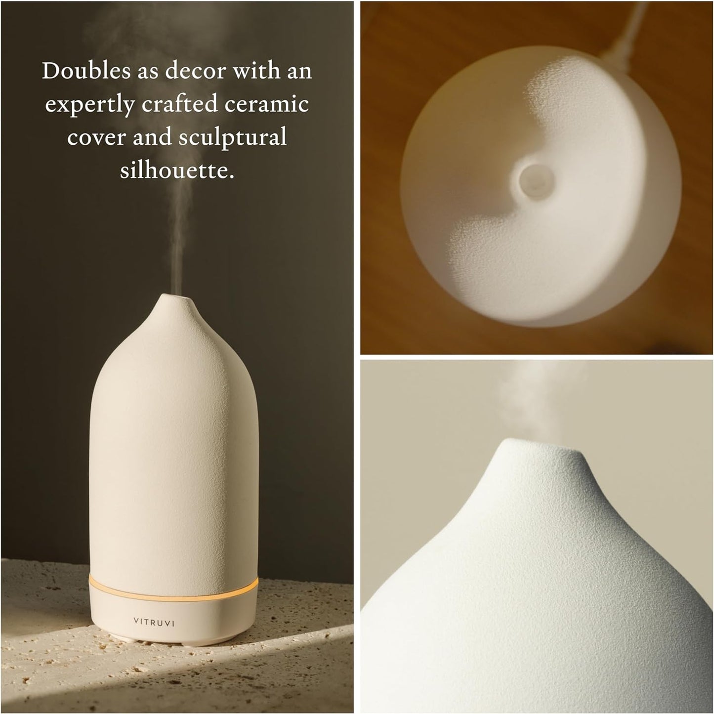 Zenara Stone Ceramic Diffuser 90ml – Elegancia Minimalista para Tu Bienestar (White Edition)