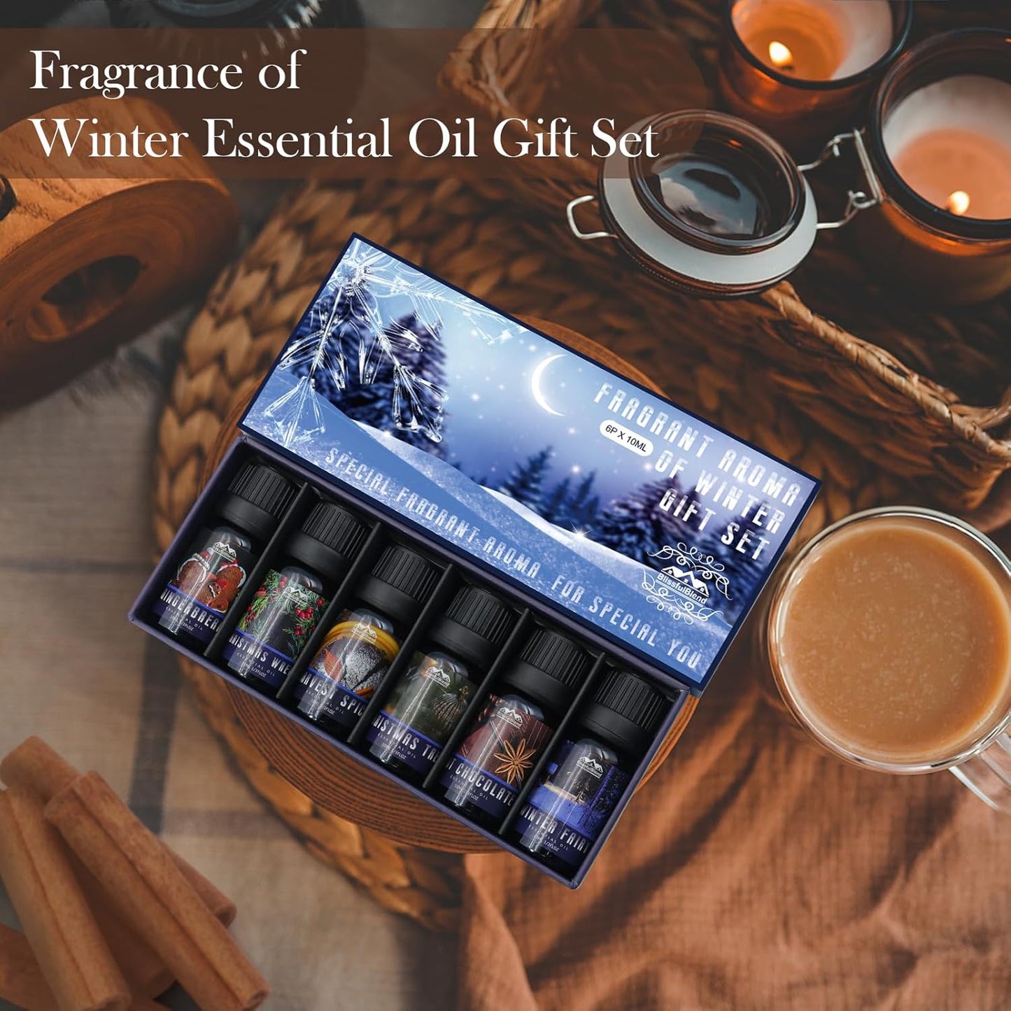 Zenara Winter Essentials Gift Set – Pack de 6 Aceites Esenciales de Invierno (10ml c/u)