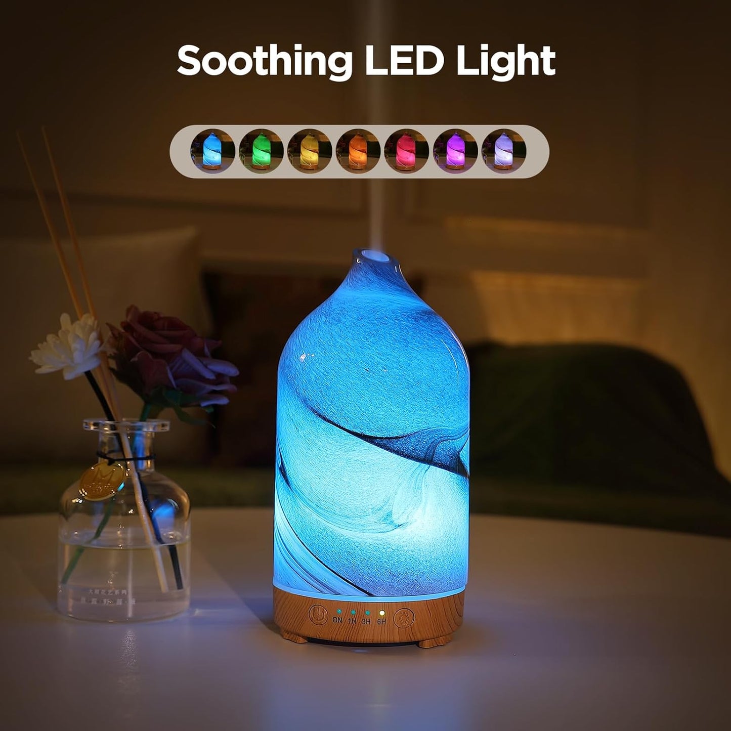 Zenara Hand-Blown Glass Diffuser – Arte y Aromaterapia en un Solo Toque (Ultrasonic Cool Mist)