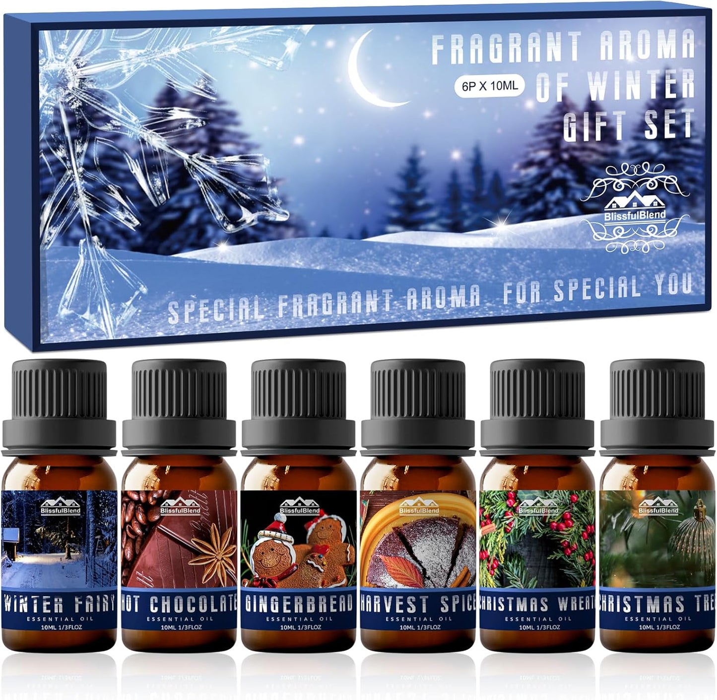 Zenara Winter Essentials Gift Set – Pack de 6 Aceites Esenciales de Invierno (10ml c/u)