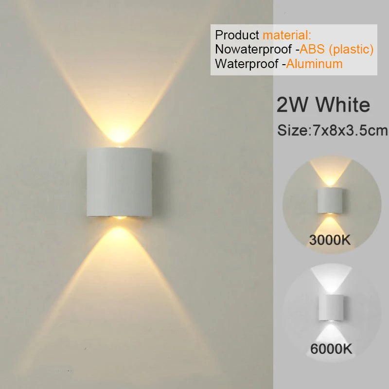 White LED Wall Light – Modern Up & Down Light for Indoor and Outdoor Use
