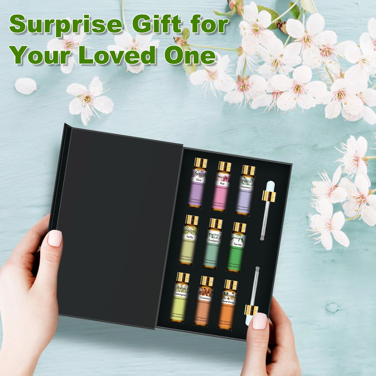 Set of 9 Essential Oils 10ml - Pure and Natural, Ideal for Diffusers, Candles, DIY Soaps and Skincare