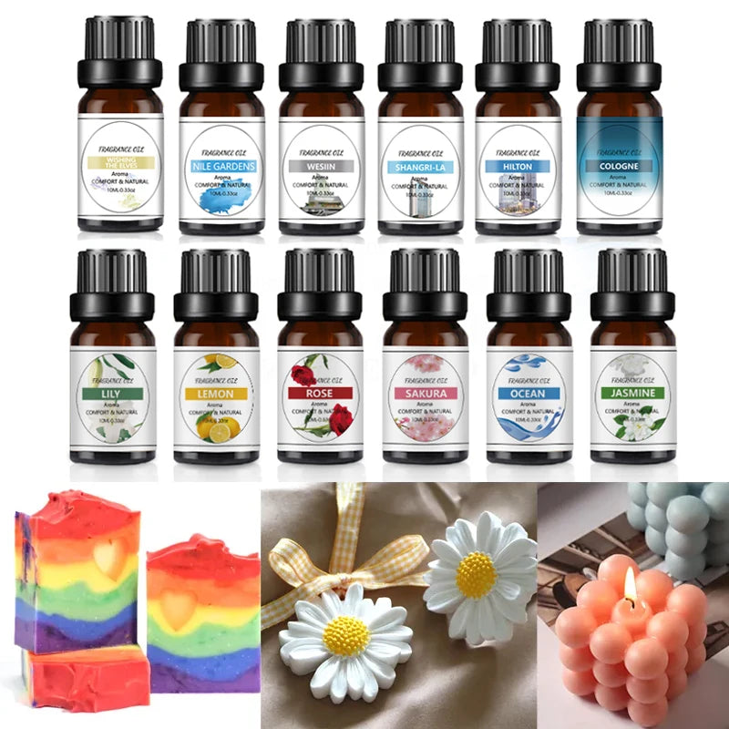 Aceite Esencial Orgánico 10ml - 33 Sabores para Aromaterapia, Velas, Jabones y Más