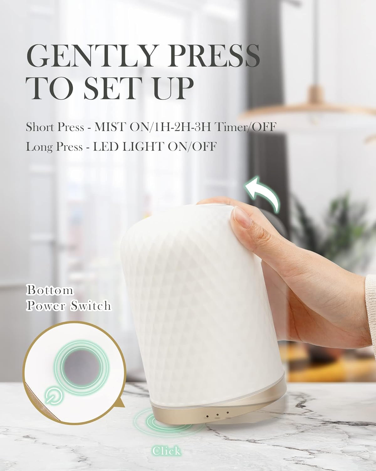 Zenara Ceramic USB Aroma Diffuser 110ml – Estilo Minimalista para Bienestar Diario (White Edition)