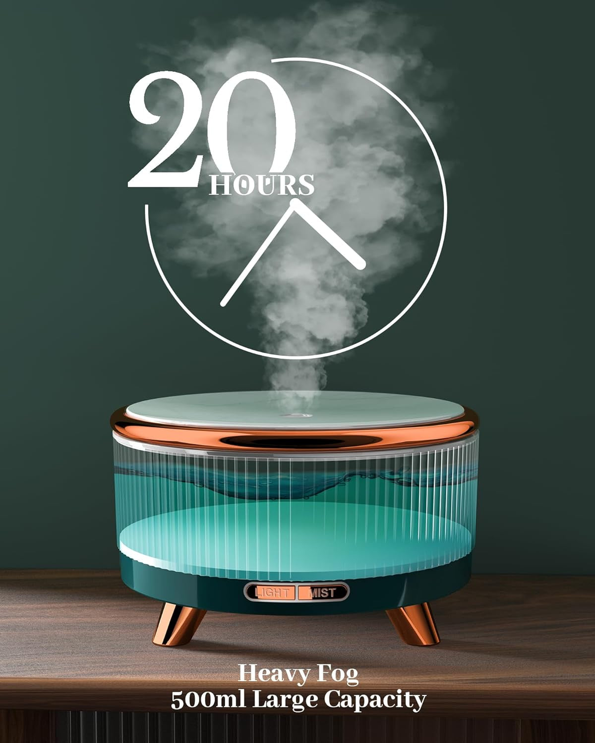 Zenara Aroma Diffuser 500ml – Difusor de Gran Capacidad con 7 Luces LED para Espacios Amplios
