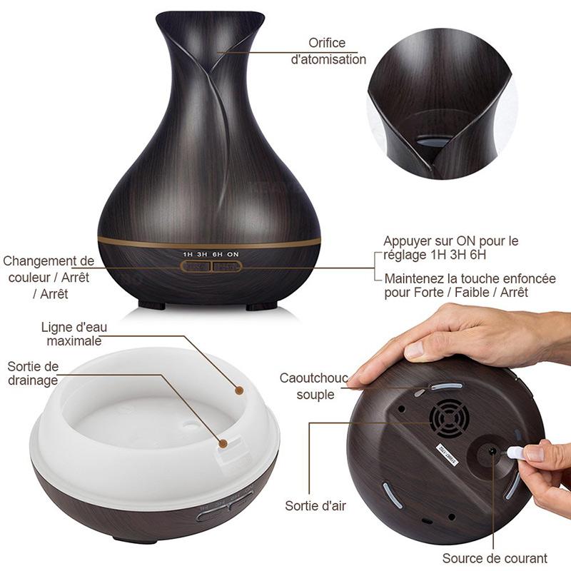 Difusor de Aromaterapia Ultrasónico 550ml - Humidificador de Aire y Niebla Fría con Aceites Esenciales