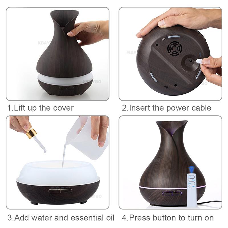 Difusor de Aromaterapia Ultrasónico 550ml - Humidificador de Aire y Niebla Fría con Aceites Esenciales