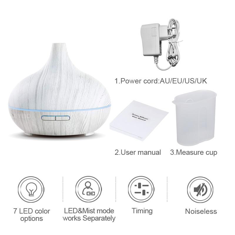 Humidificador Eléctrico KBAYBO 300ml - Difusor Ultrasonico Blanco para Aromaterapia y Aire Fresco
