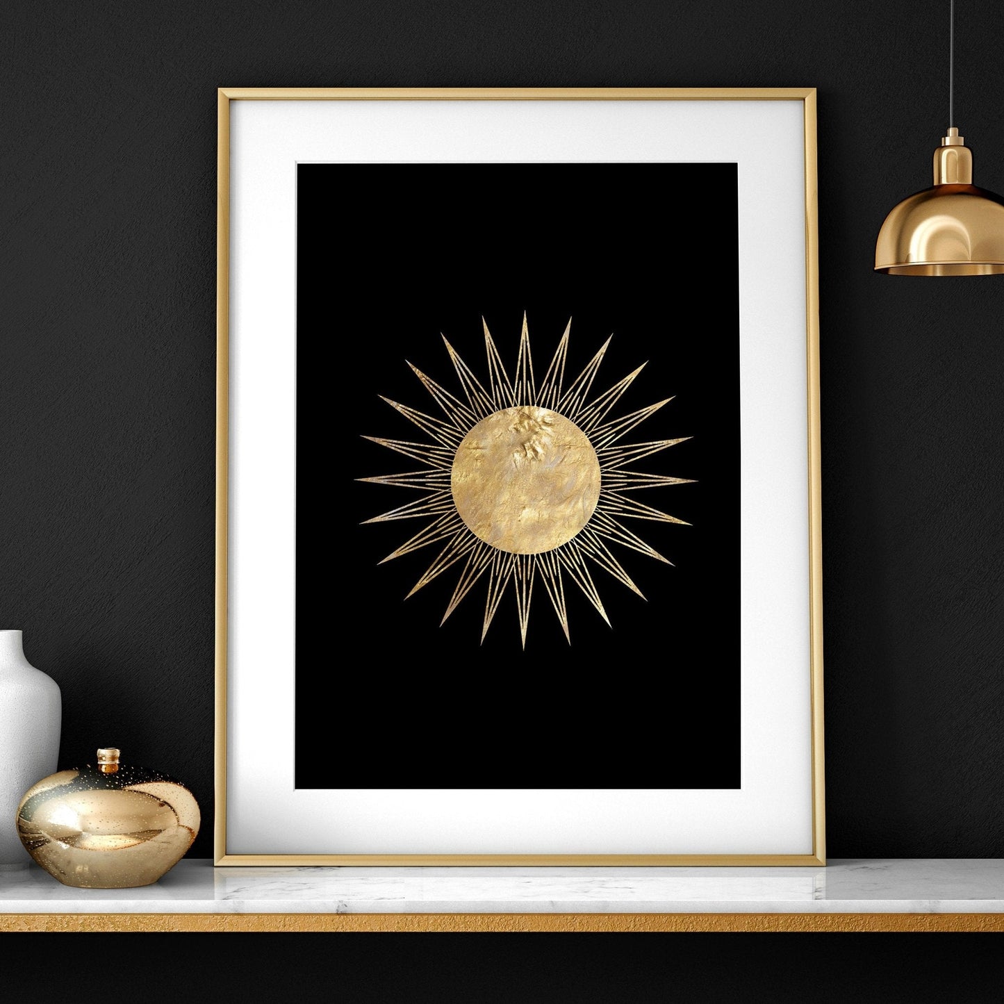 Set de 2 Cuadros Decorativos Sol y Luna – Arte de Pared Místico y Equilibrado
