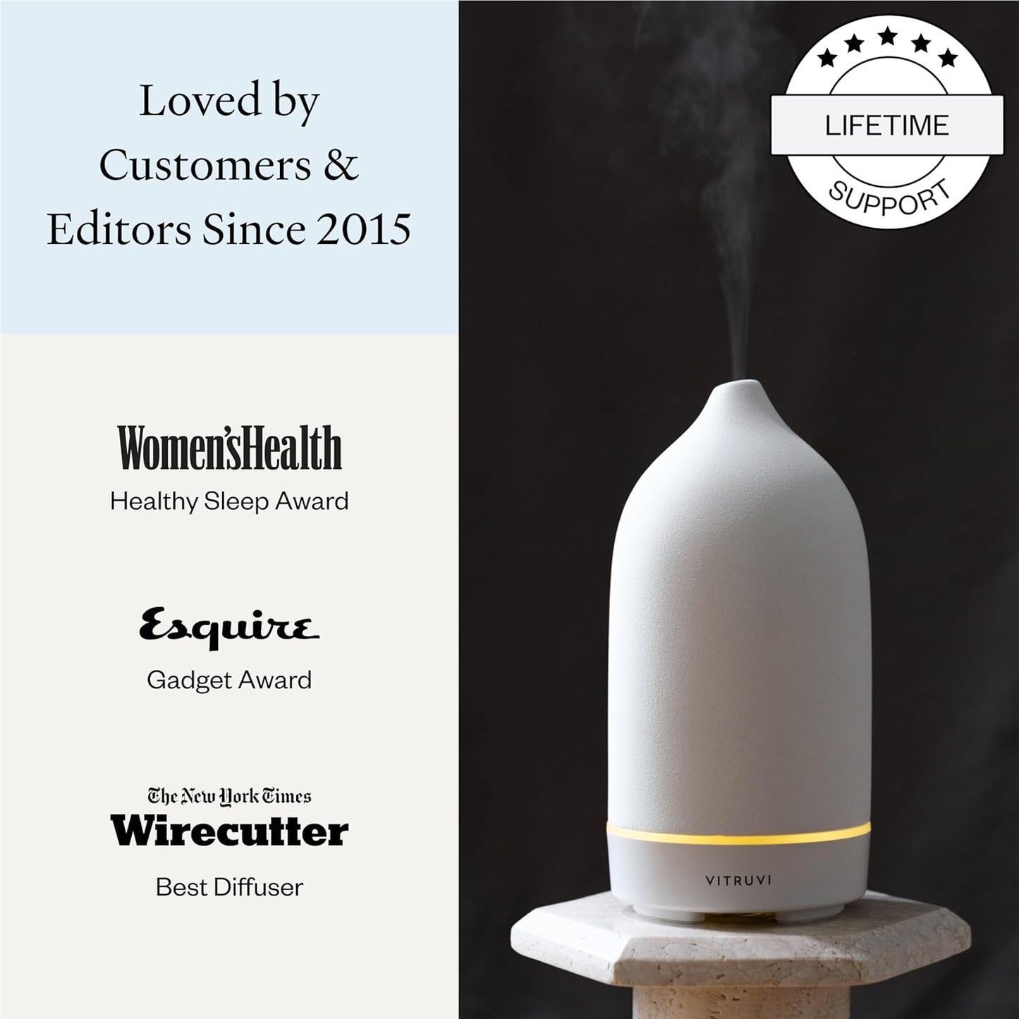 Zenara Stone Ceramic Diffuser 90ml – Elegancia Minimalista para Tu Bienestar (White Edition)