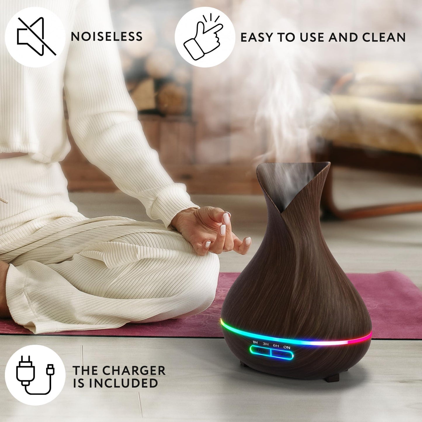 400ml Dark Wood Aromatherapy Diffuser - Essential Oil Diffuser for Relaxing Environments