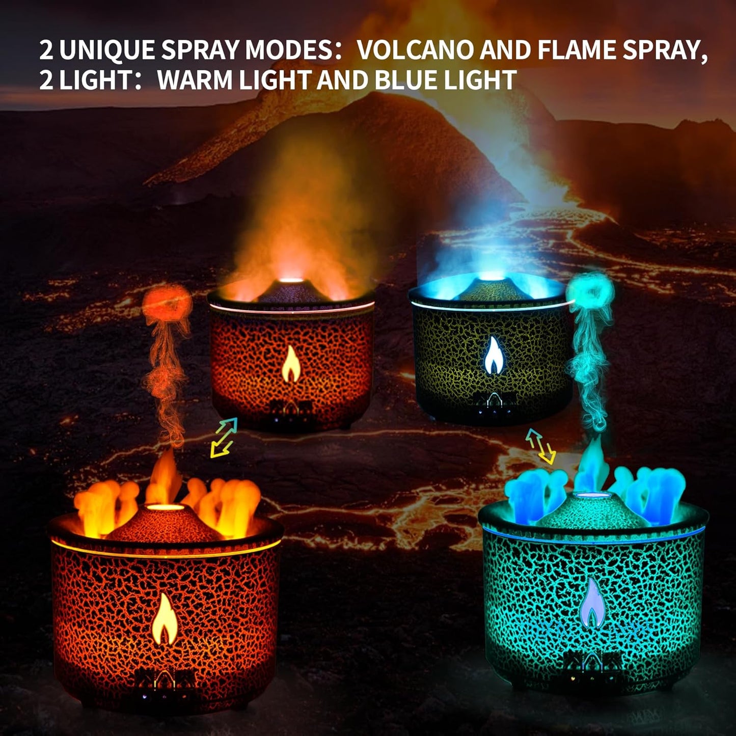 Zenara Aroma Diffuser 360ml – Volcano Flame Edition (Black Cracks)