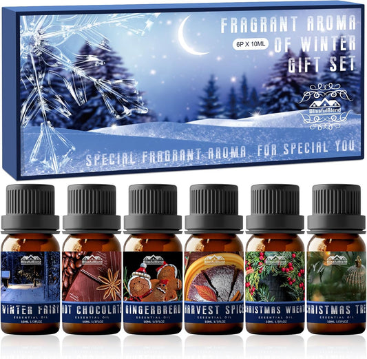 Zenara Winter Essentials Gift Set – Pack de 6 Aceites Esenciales de Invierno (10ml c/u)