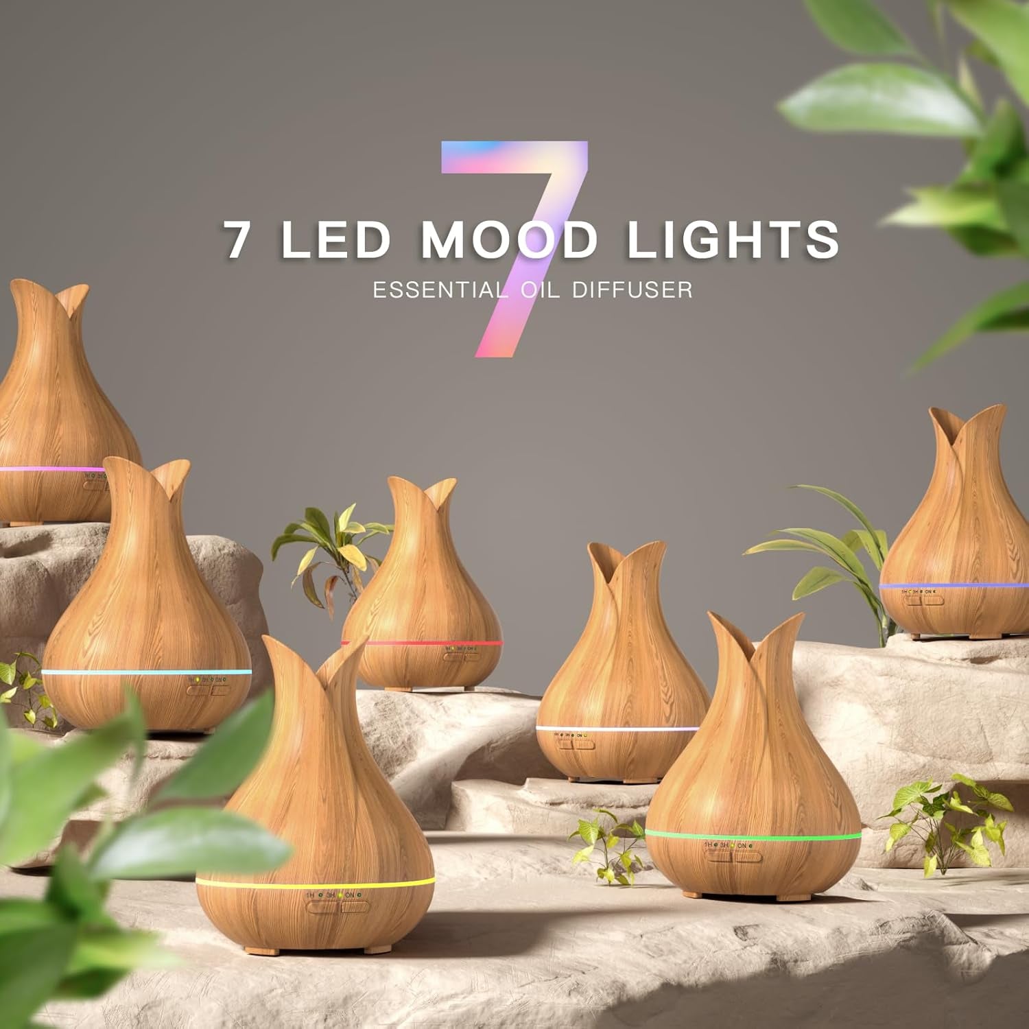 Zenara Mini Aroma Diffuser 150ml – Elegancia Natural con Luces Ambientales (Wood Style)