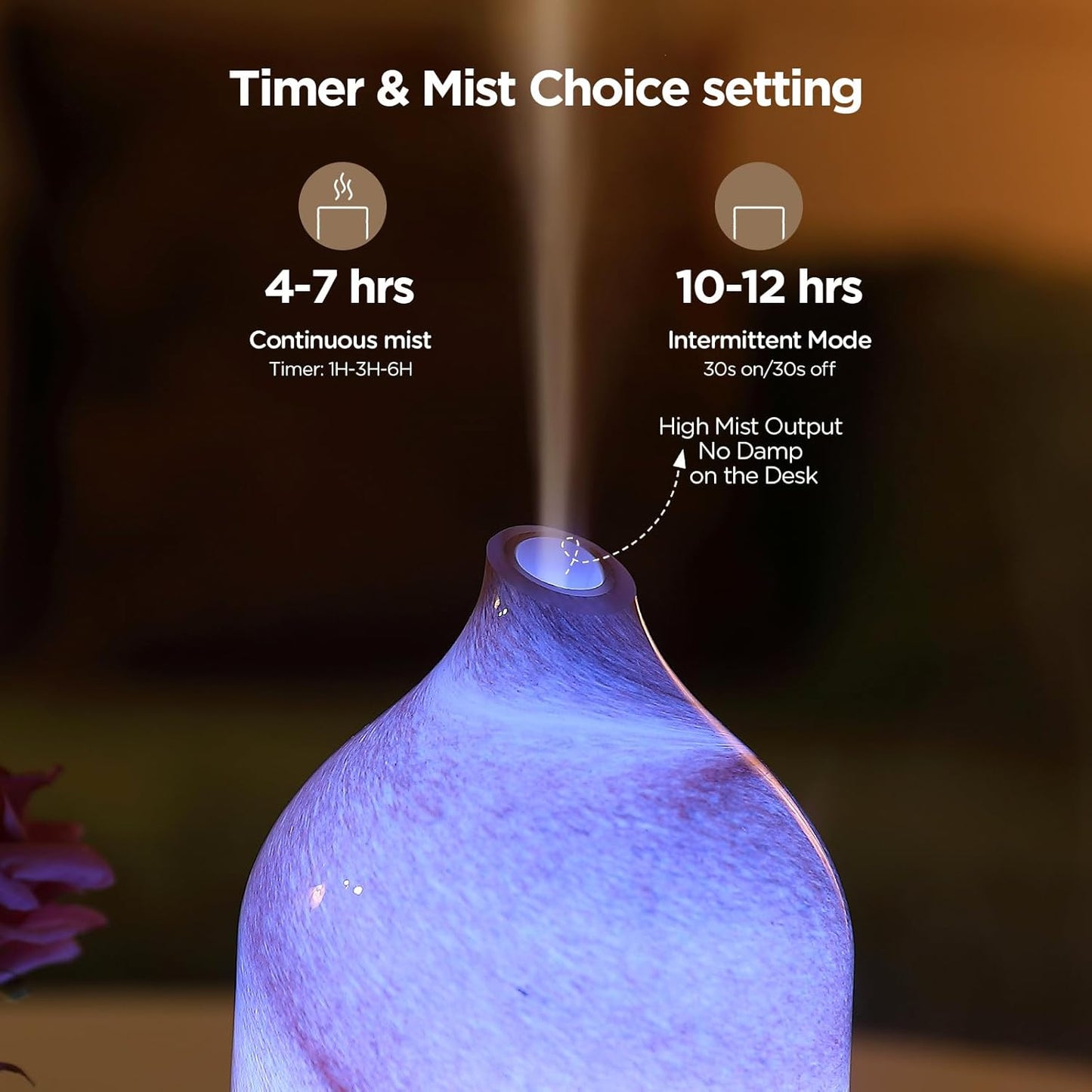 Zenara Hand-Blown Glass Diffuser – Arte y Aromaterapia en un Solo Toque (Ultrasonic Cool Mist)