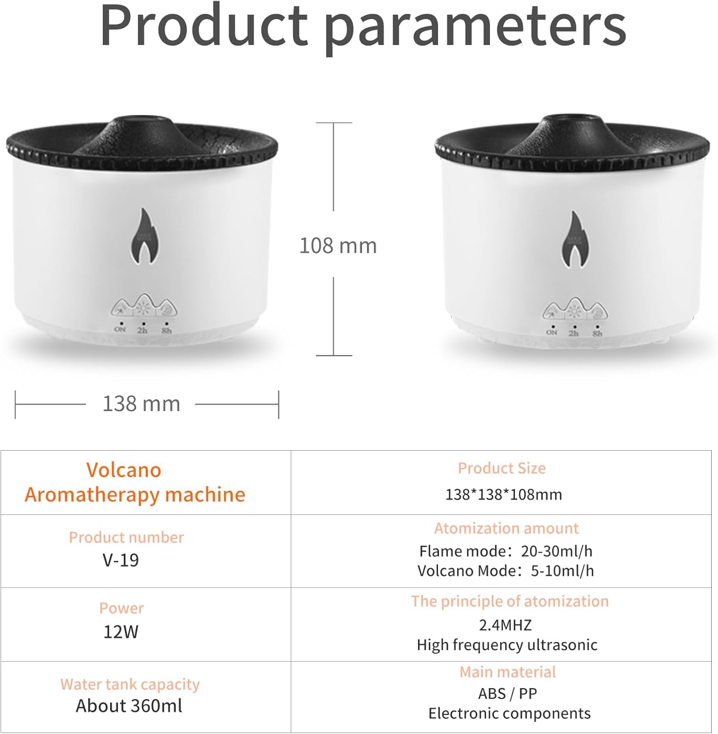 Zenara Aroma Diffuser 360ml – Volcano Flame Edition (Black Cracks)