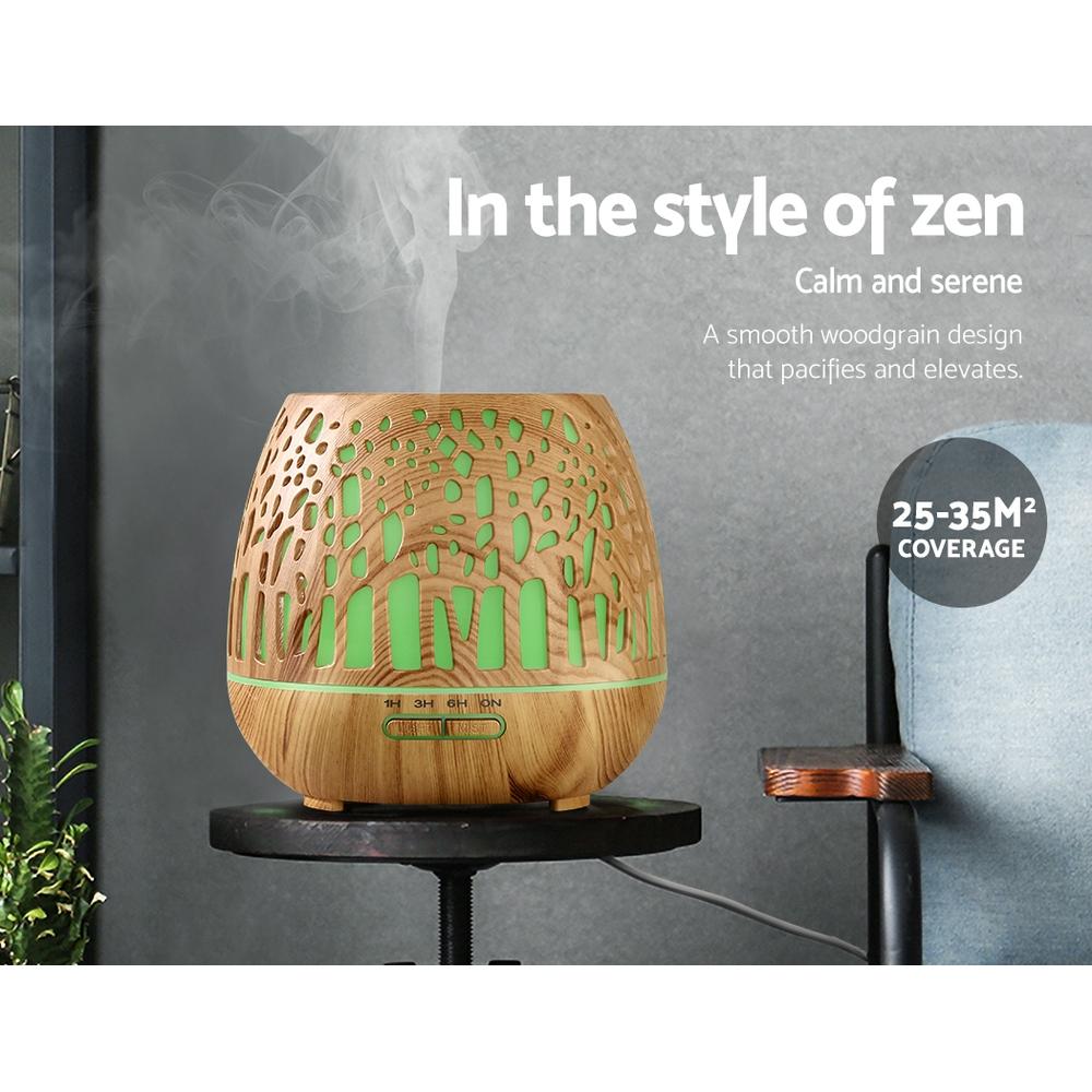 Devanti 400ml Aromatherapy Diffuser - Wood Grain Design for Relaxing Environments