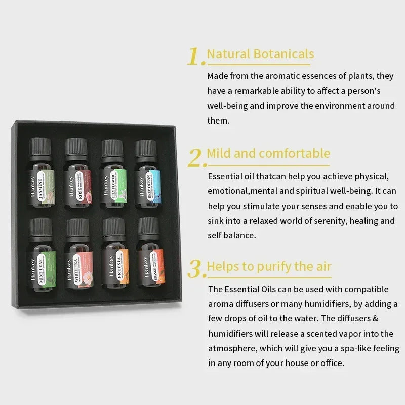 5-Pack Aromatherapy Essential Oil Set - Ideal for Humidifiers and Flameless Aromatherapy Machines