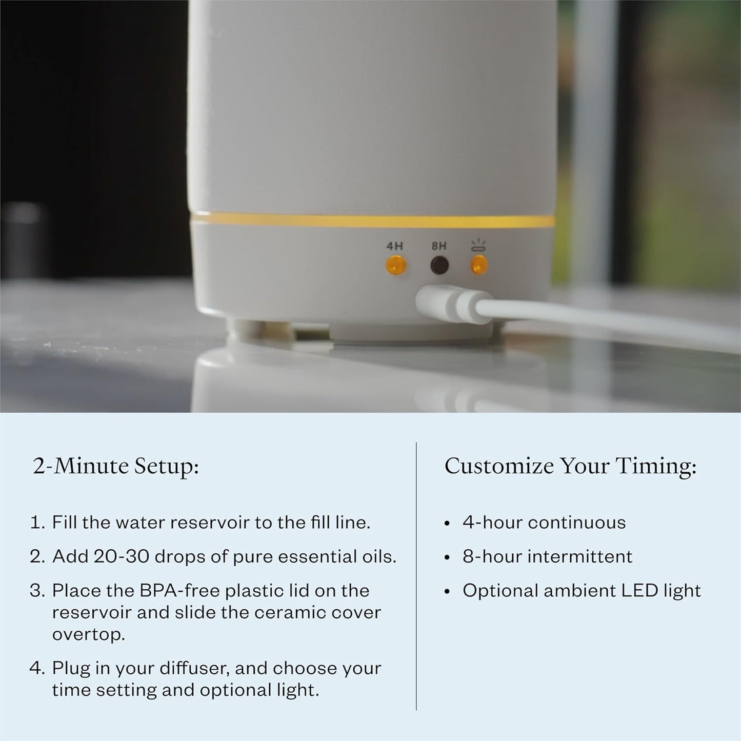 Zenara Stone Ceramic Diffuser 90ml – Elegancia Minimalista para Tu Bienestar (White Edition)