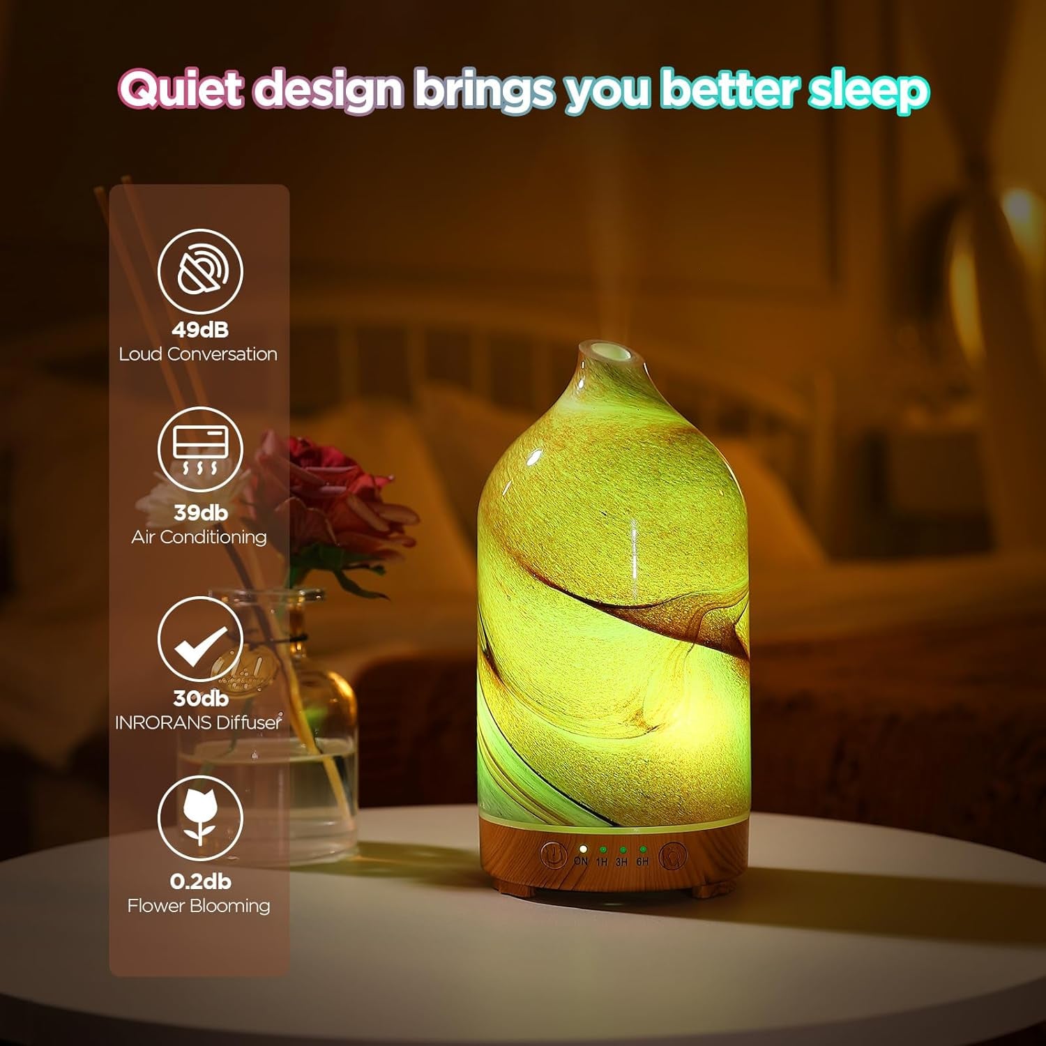 Zenara Hand-Blown Glass Diffuser – Arte y Aromaterapia en un Solo Toque (Ultrasonic Cool Mist)