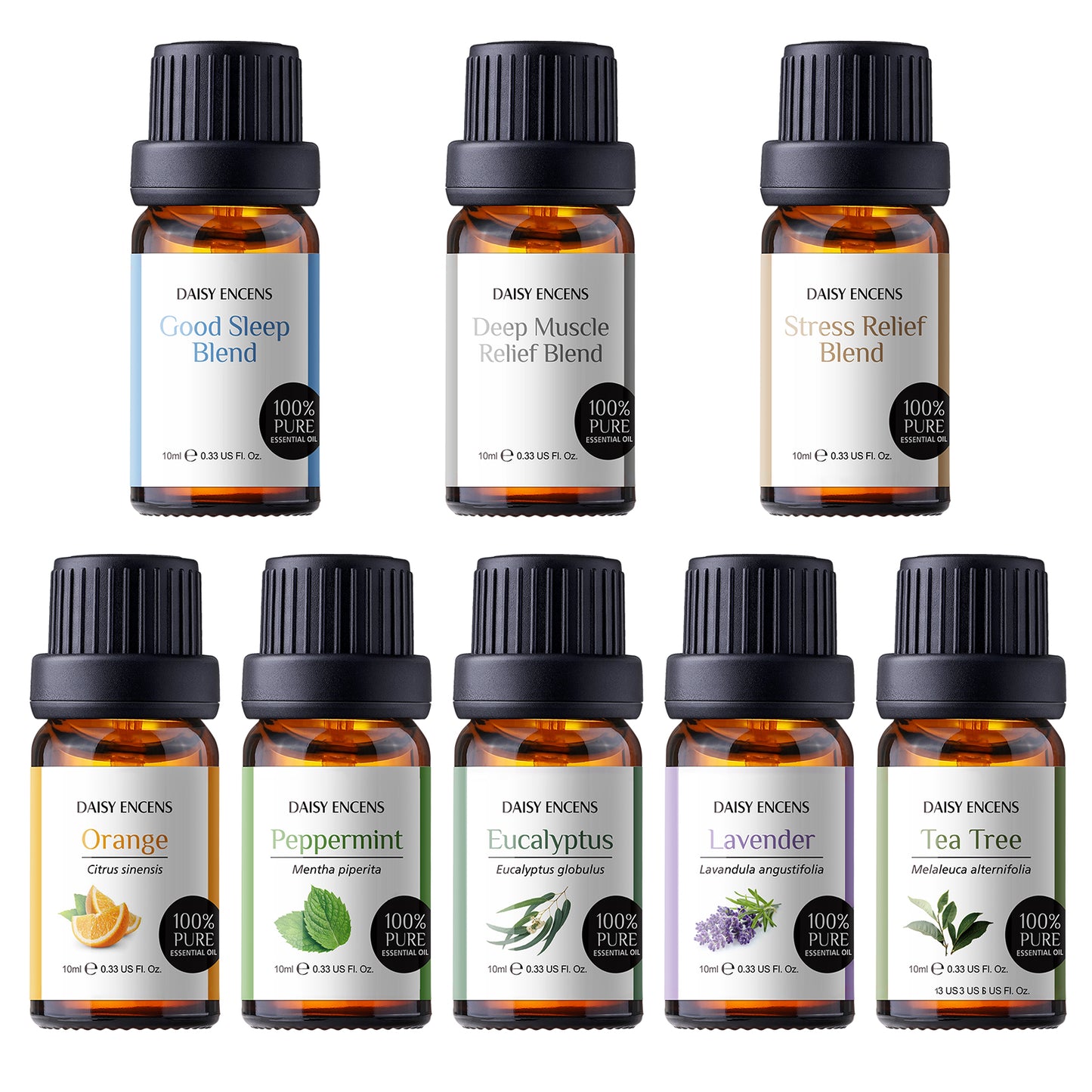 Daisy Encens Essential Oil Set – 8 Natural Aromas for Your Well-Being