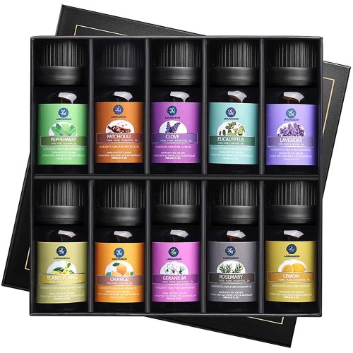 Kit de Aromaterapia LagunaMoon – Difusor + 10 Aceites Esenciales Premium