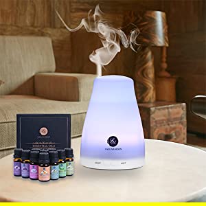 Kit de Aromaterapia LagunaMoon – Difusor + 10 Aceites Esenciales Premium