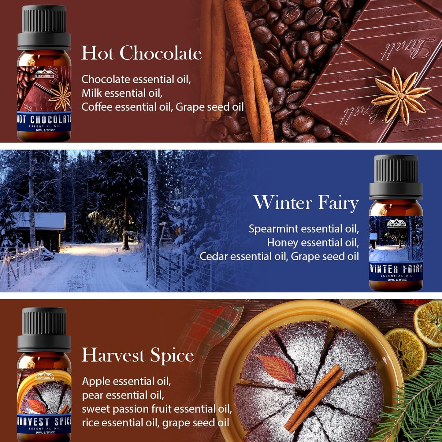 Zenara Winter Essentials Gift Set – Pack de 6 Aceites Esenciales de Invierno (10ml c/u)