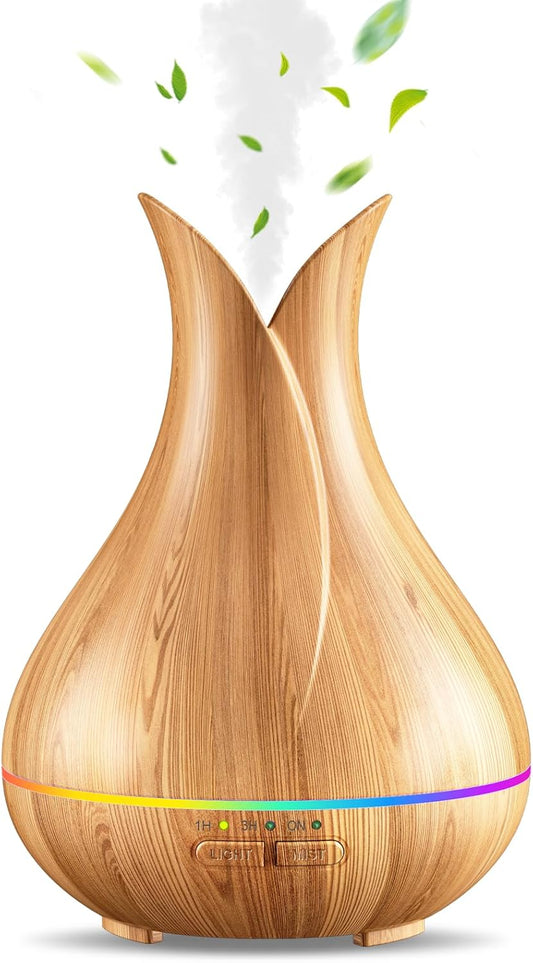 Zenara Mini Aroma Diffuser 150ml – Elegancia Natural con Luces Ambientales (Wood Style)