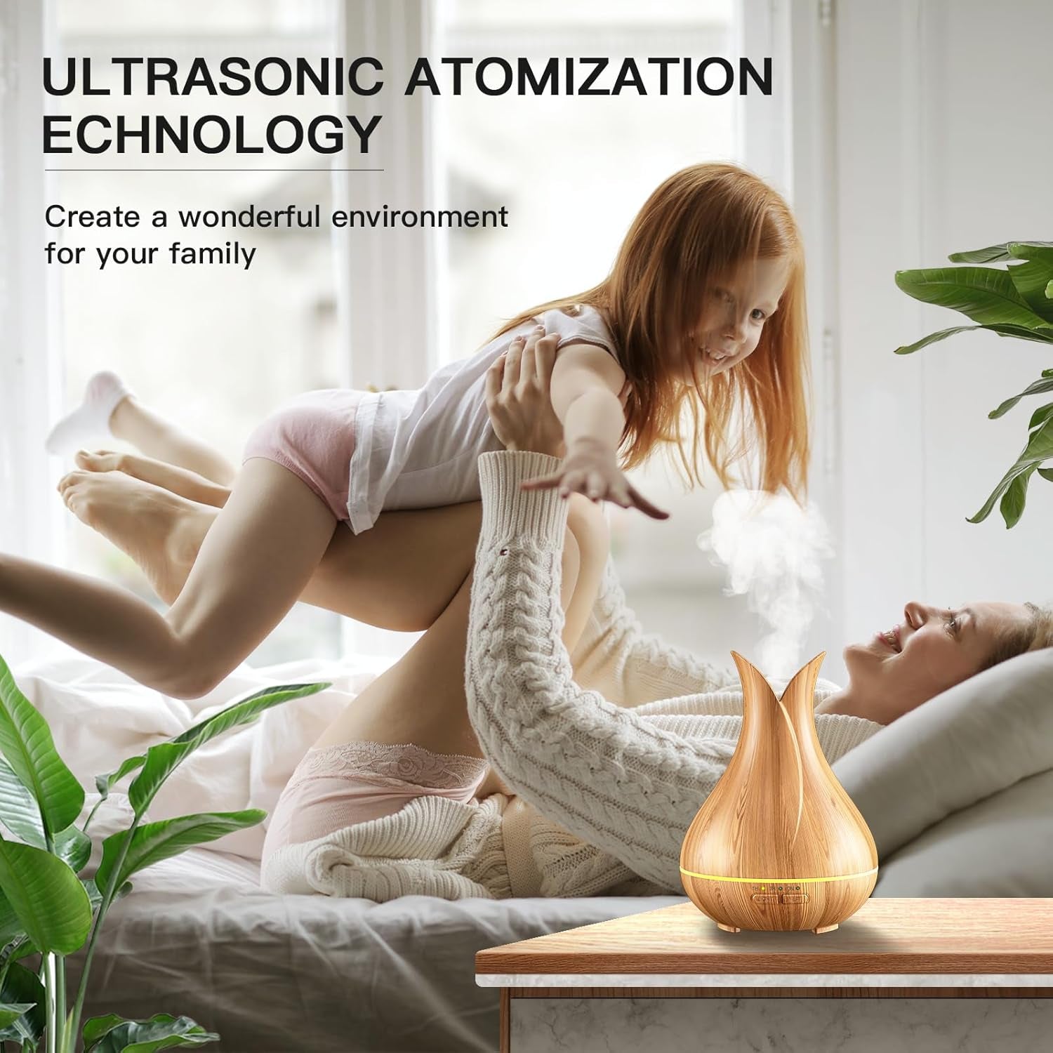 Zenara Mini Aroma Diffuser 150ml – Elegancia Natural con Luces Ambientales (Wood Style)