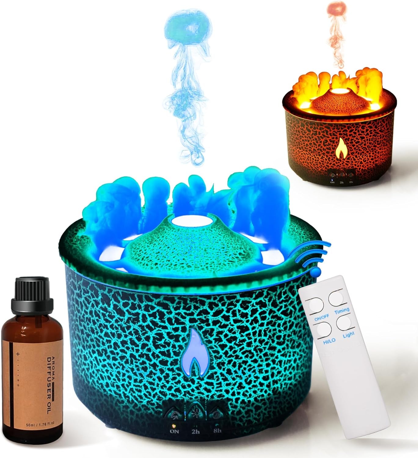 Zenara Aroma Diffuser 360ml – Volcano Flame Edition (Black Cracks)