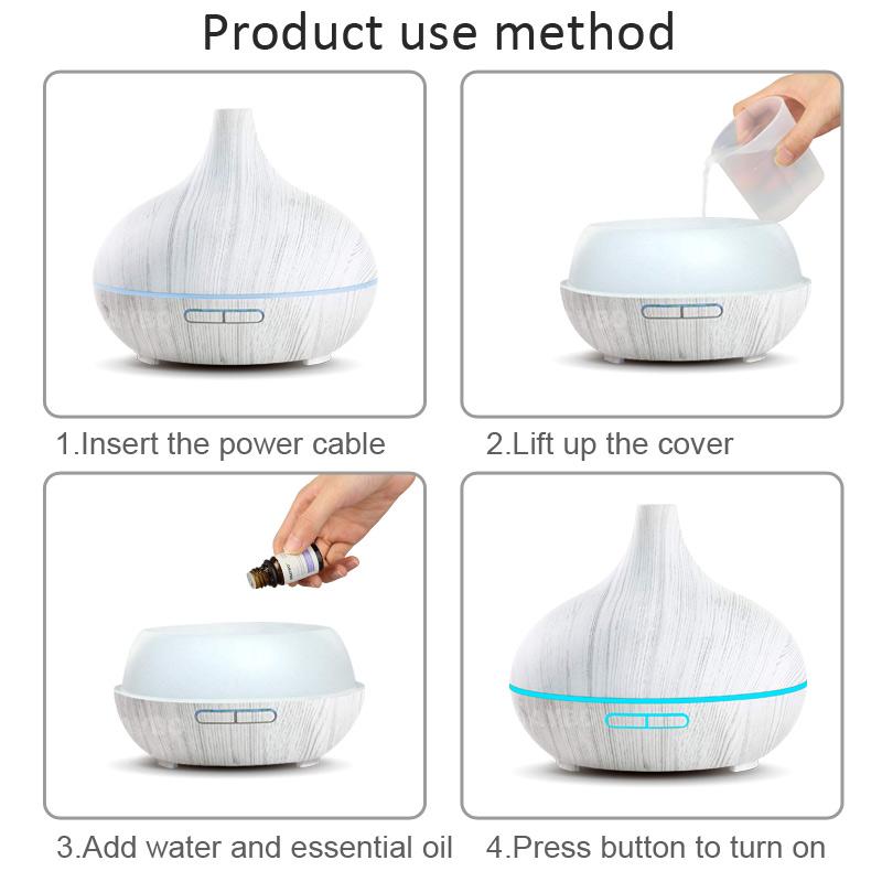 Humidificador Eléctrico KBAYBO 300ml - Difusor Ultrasonico Blanco para Aromaterapia y Aire Fresco
